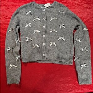 NWT RSQ XS Gray Cardigan/Sweater With Bows